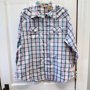 Wrangler western pearl snap button down long sleeve shirt women's xxl